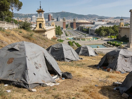 В Барселоне более 200 бездомных живут в палатках на Монжуике RUSSPAIN