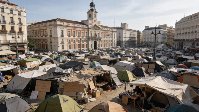 Площадь Соль стала самоуправляемым лагерем протеста в центре Мадрида RUSSPAIN.RU