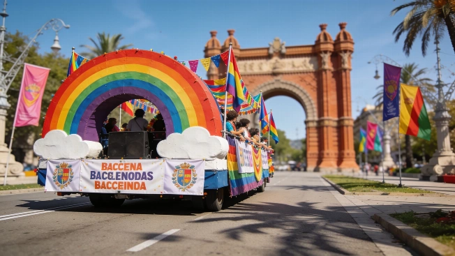 140 тысяч участников на марше Pride Barcelona 2026 в жару RUSSPAIN