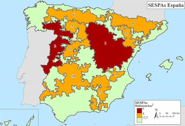 Карта плотности населения Испании RUSSPAIN